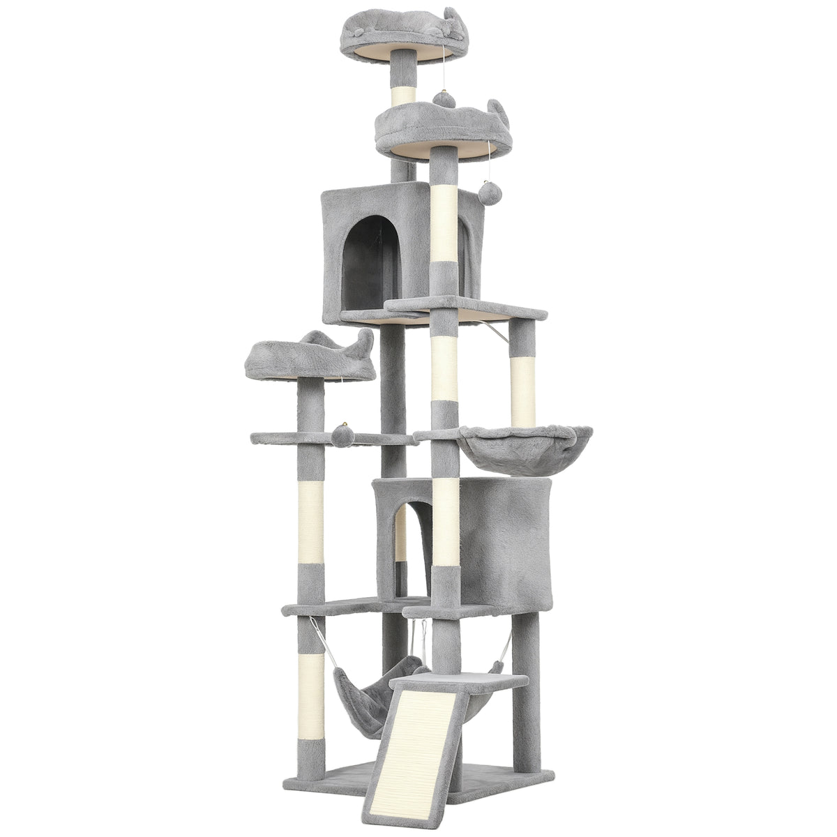 76" Large Cat Tree for Indoor Cats with 8 Scratching Posts, 3 Plush Beds, 2 Hammocks, 2 Large Condos, Ramp – view 8