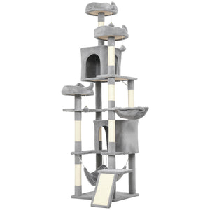 76" Large Cat Tree for Indoor Cats with 8 Scratching Posts, 3 Plush Beds, 2 Hammocks, 2 Large Condos, Ramp – view 8