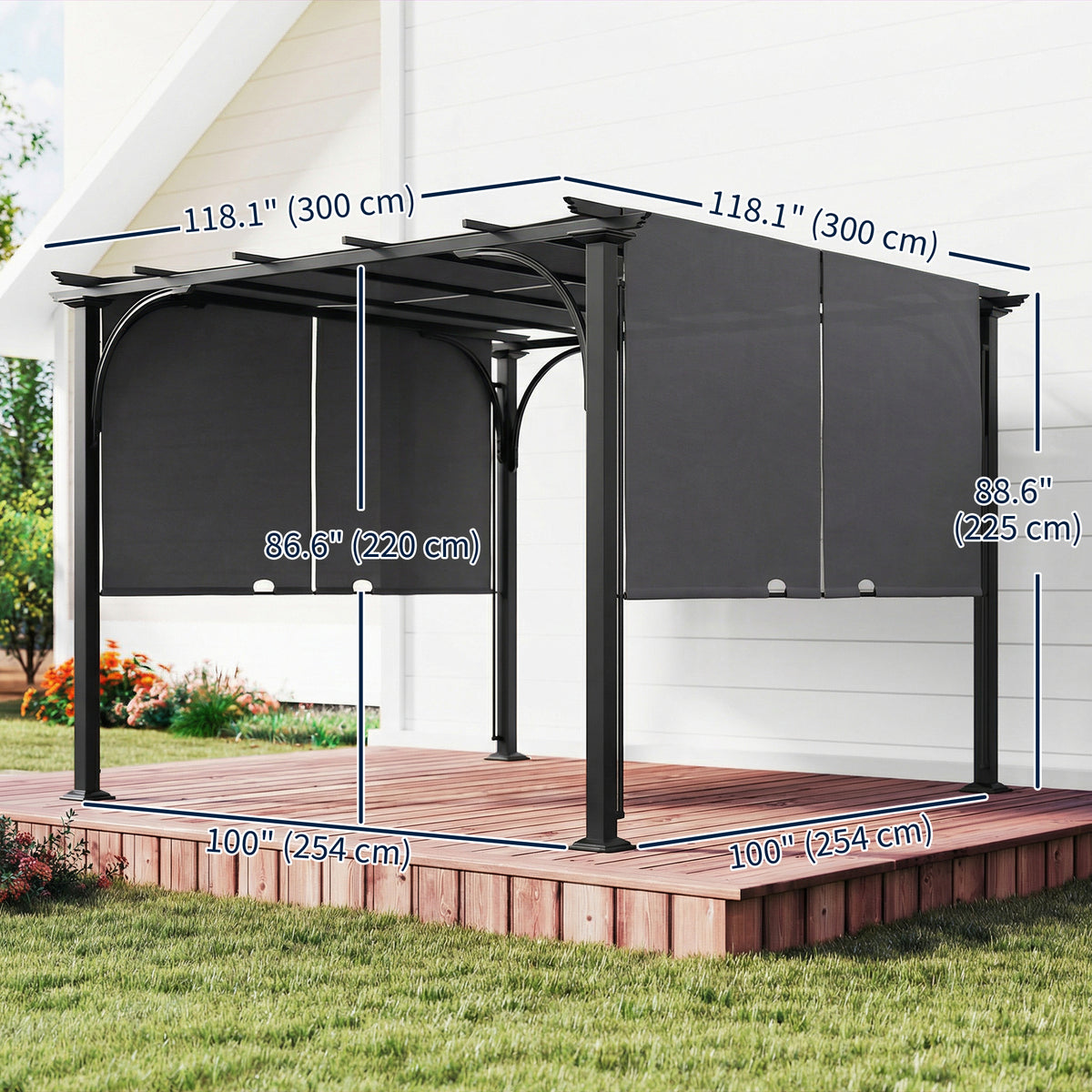 10' x 10' Outdoor Pergola Patio Gazebo Canopy Sun Shelter, Steel Frame, Beige – view 16