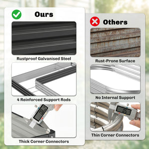 L-Shaped Raised Garden Bed, 82" x 109" x 12" Galvanized Steel Planter Box with Multi-reinforced Rods for – view 10