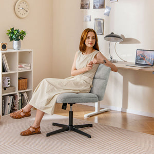 Office Armless Chair Cross Legged with Imitation Lamb Fleece and Adjustable Height-Gray view 3