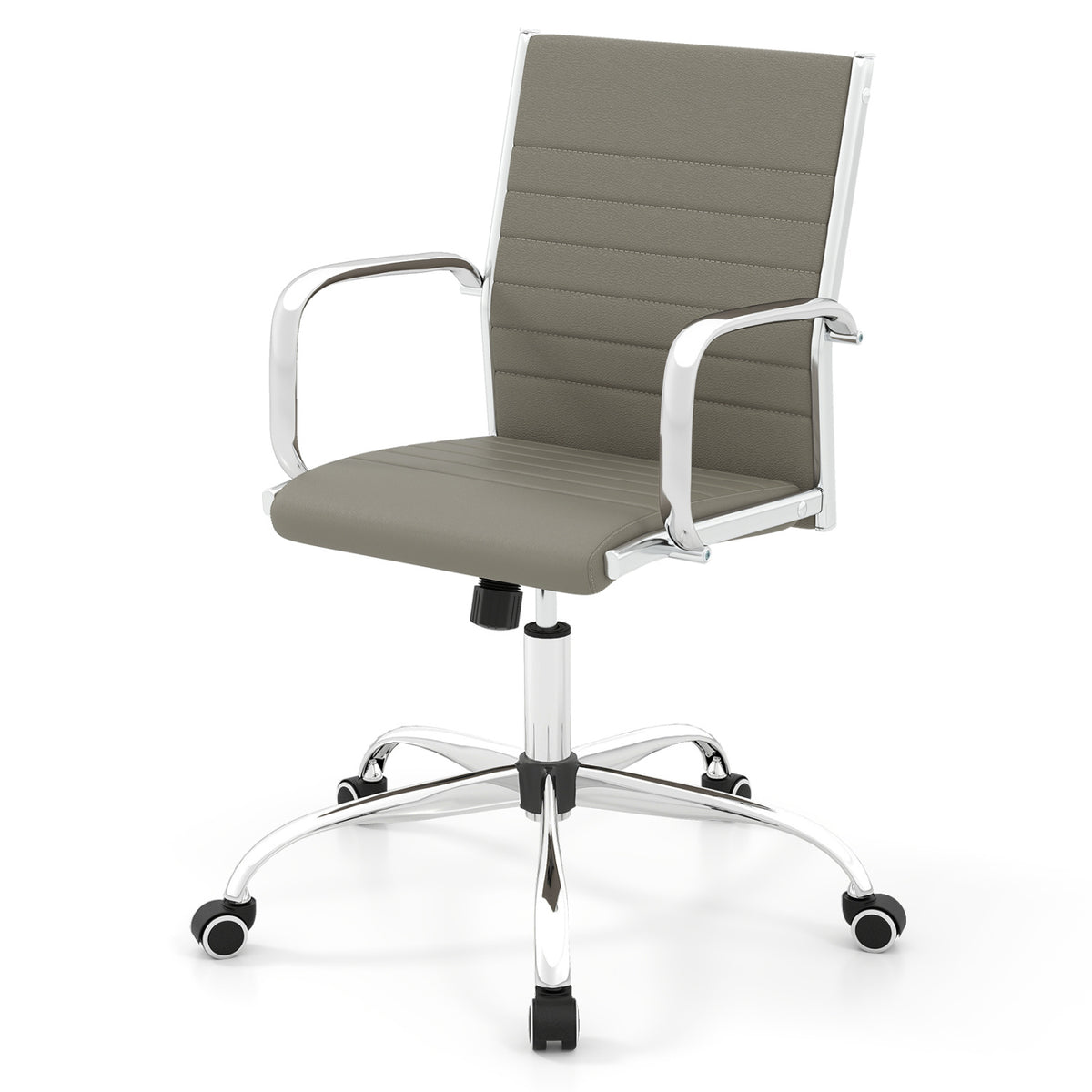 Office Chair Height Adjustable Conference Room Chair with Rocking Backrest Armrests-Grey