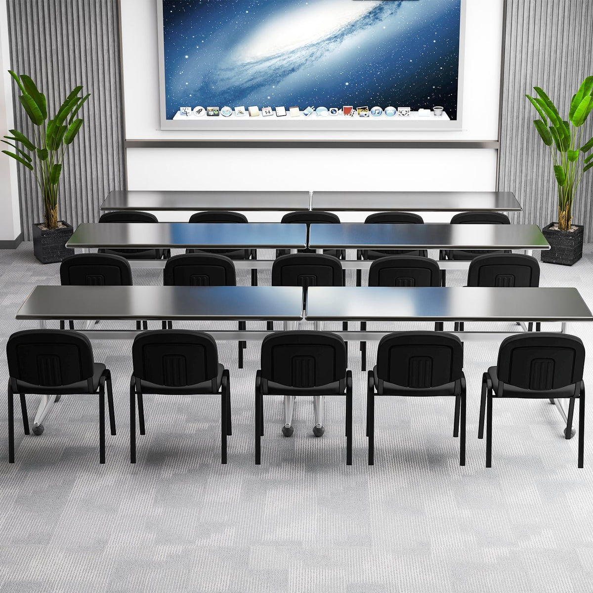 Office Chair with Metal Frame and Padded Cushions for Conference Room-Set of 5 view 3