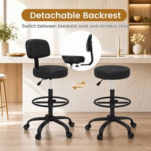 Office Drafting Chair with Back & Adjustable Footring and Wheels for Desk-Black view 9