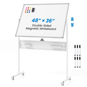 Office Furniture Set: 48 Inches x 36 Inches Mobile Whiteboard+Criss Cross Legged Chair+Linen Upholstered Executive Chair view 3
