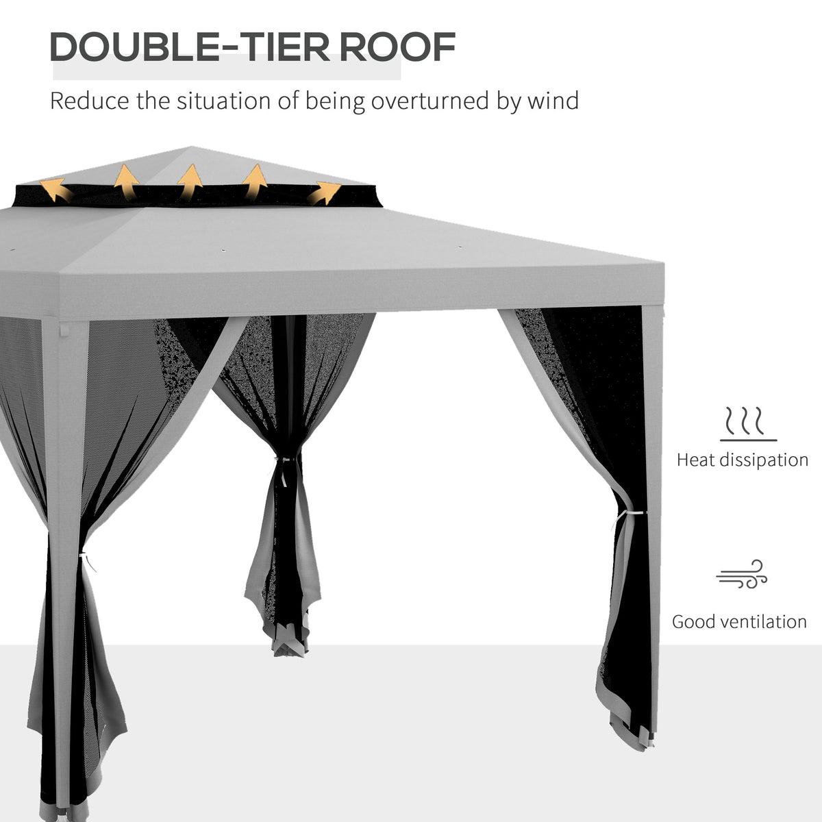 10' x 10' Outdoor Canopy Tent Party Tent with Mesh Netting and Double Tier Roof for Backyard, Garden – view 31