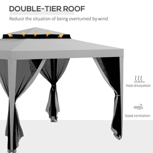 10' x 10' Outdoor Canopy Tent Party Tent with Mesh Netting and Double Tier Roof for Backyard, Garden – view 31