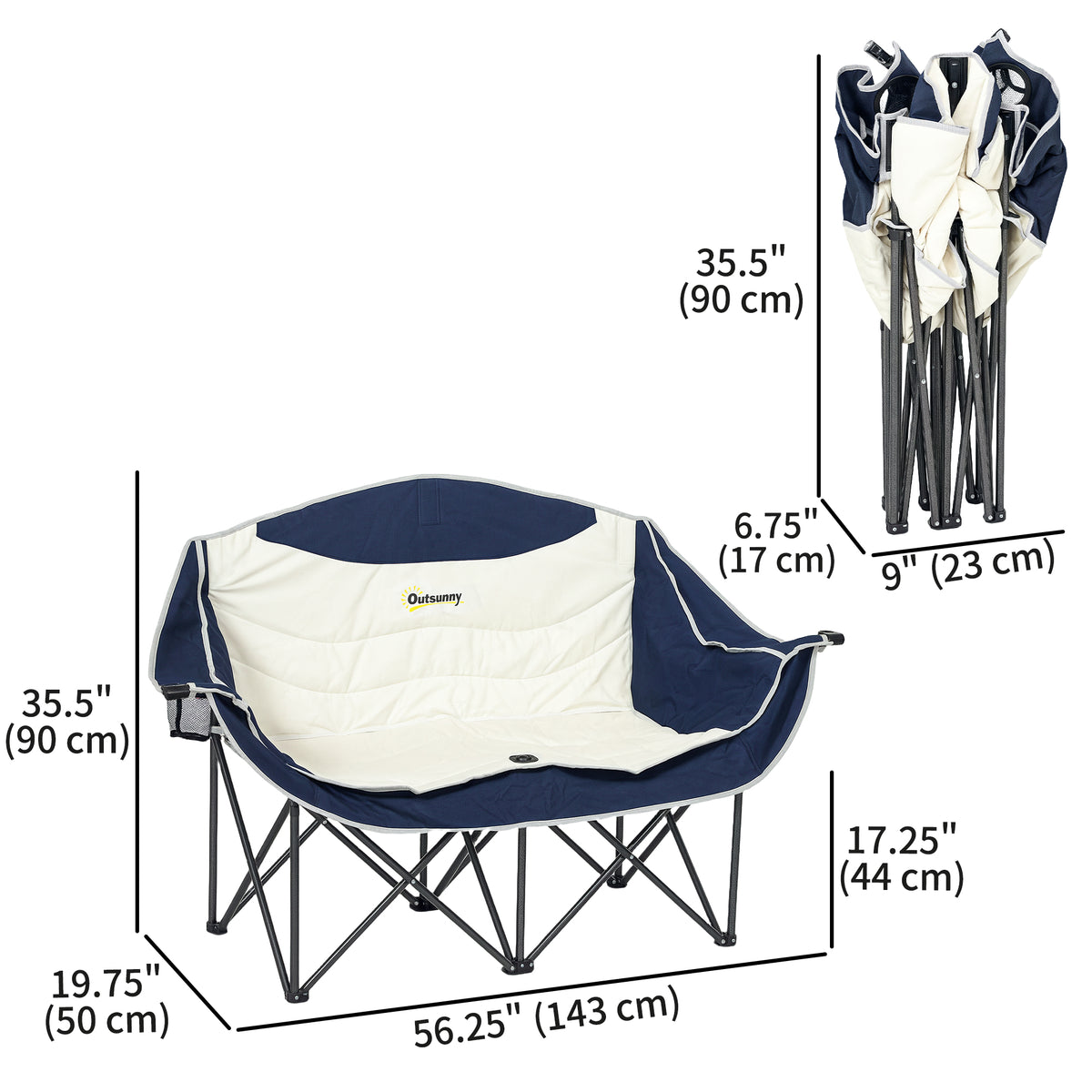 Portable Camp Chair, Double Camping Chair with Cup Holders and Carry Bag, Support 551 lbs, Dark Green – view 16