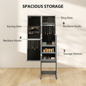 Free Standing Armoire Organizer, Lighted Mirrored Jewelry Cabinet w/ Angle Adjustable & 16 LED Lights Warm – view 17