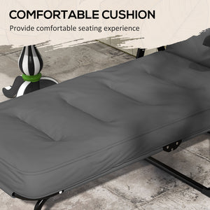 Outdoor Lounge Chair with Padded Cushion, Folding Reclining Patio Garden Chair with Recline Back, Footrest – view 12