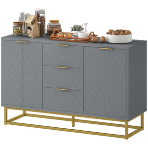 47" Storage Cabinet with Doors, Adjustable Shelves, 3 Drawers, Metal Legs for Kitchen Storage, Home Use – view 8