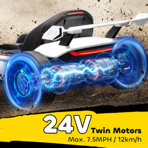 Aosom 24V Electric Go Kart, Battery Powered Kids Drift Kart with Adjustable Seat, Seat Belt, Horn, Music, Light