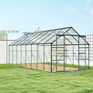 16' x 8' Aluminum Polycarbonate Greenhouse Walk-in Garden Greenhouse Kit with Adjustable Roof Vent – view 4