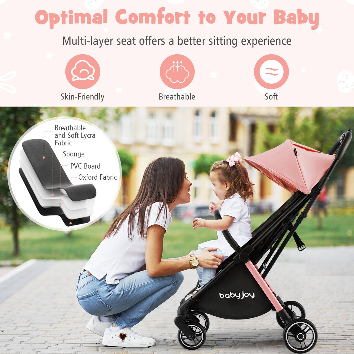 One-Hand Folding Portable Lightweight Stroller with Aluminum Frame view 7