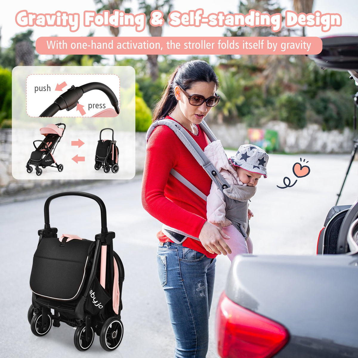 One-Hand Folding Portable Lightweight Stroller with Aluminum Frame view 8