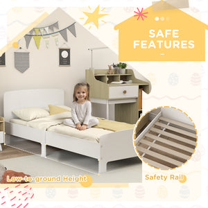 Qaba Toddler Bed Frame with Safety Side Rails for Girls and Boys, Bedroom Furniture