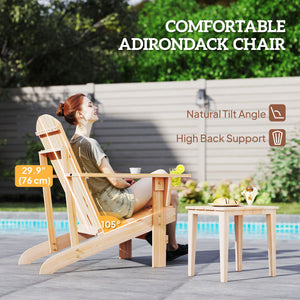 Classic Adirondack Chair Muskoka Chair, Garden Deck Chair with Cup Holder for Patio, Indoor, Backyard, White – view 10