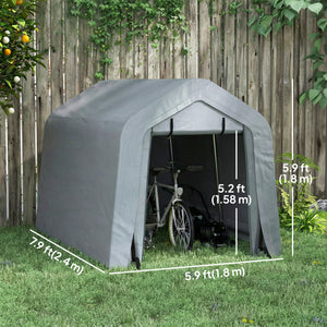 8' x 6' Carport with Sidewalls and Roll-up Door, Outdoor Storage Shelter for Motorcycle and Car, Grey – view 16