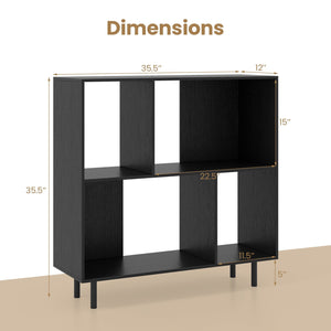 Open Shelf Bookcase with 4 Compartments-Black view 5