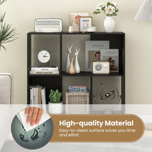 Open Shelf Bookcase with 4 Compartments-Black view 9