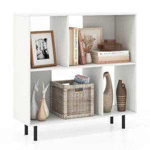 Open Shelf Bookcase with 4 Compartments-White view 4