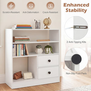 Open Storage Cabinet with 3 Open Compartments and 2 Drawer-White view 9