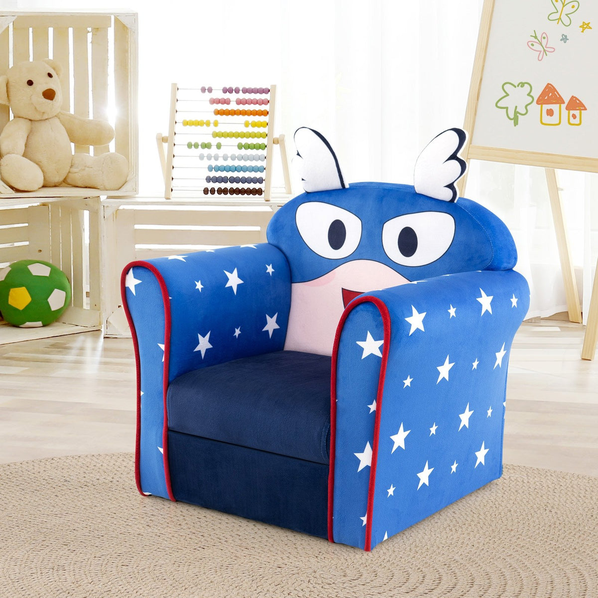Original Kids Sofa with Armrest and Thick Cushion-Blue view 2