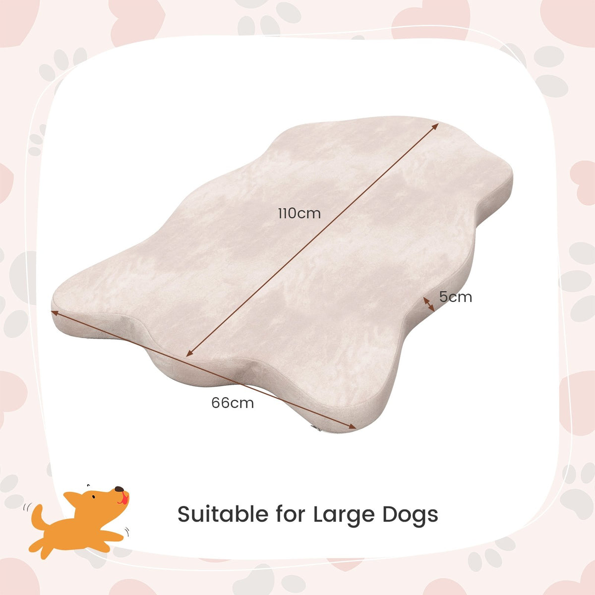 Orthopedic Dog Bed with Memory Foam Support for Large Dogs-Beige view 4