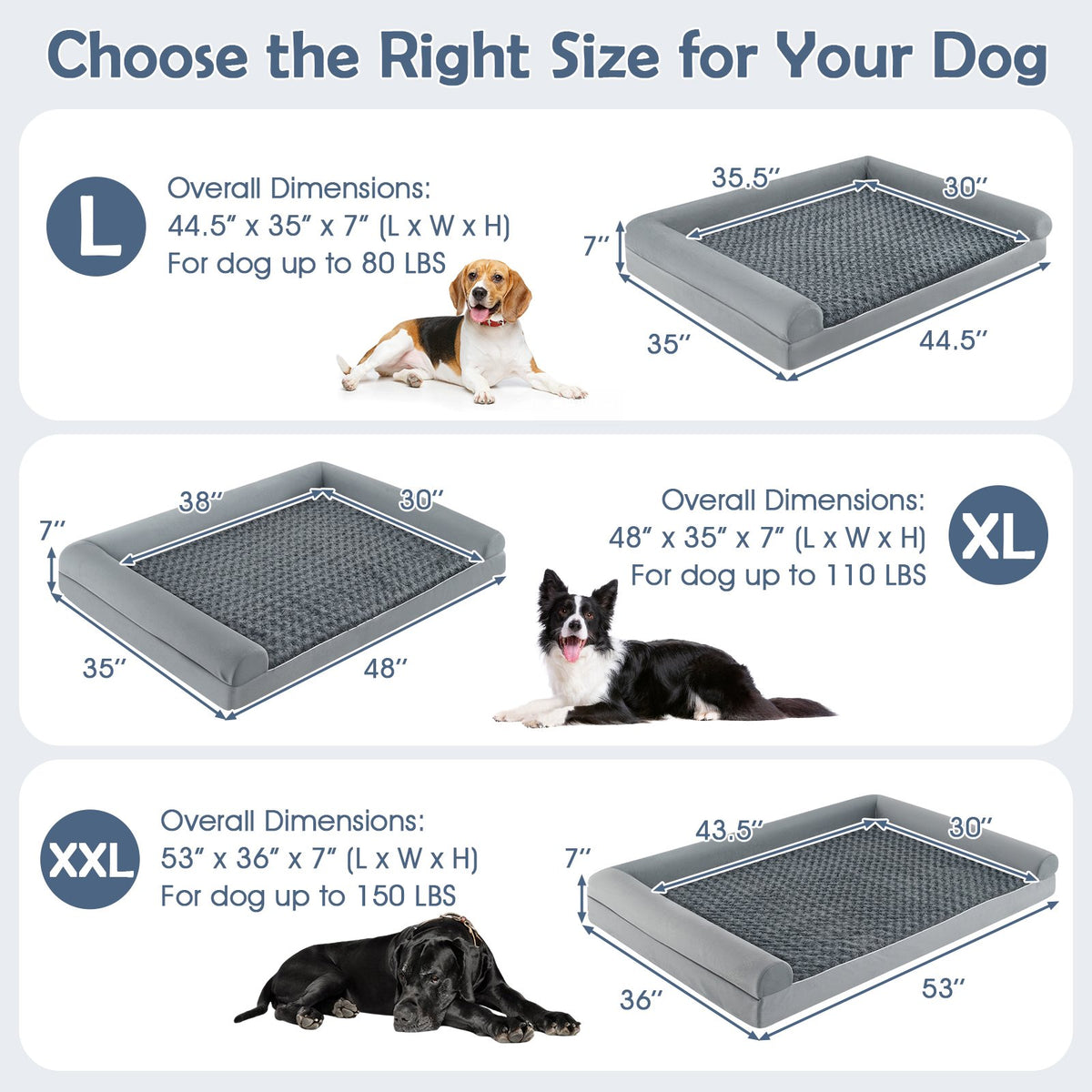 Orthopedic Foam Dog Bed Large Dog Sofa Couch with Removable Cover-L view 5
