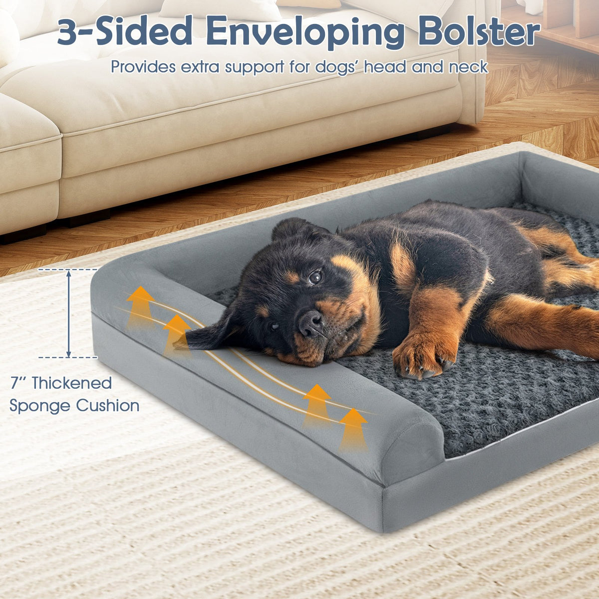 Orthopedic Foam Dog Bed Large Dog Sofa Couch with Removable Cover-L view 8