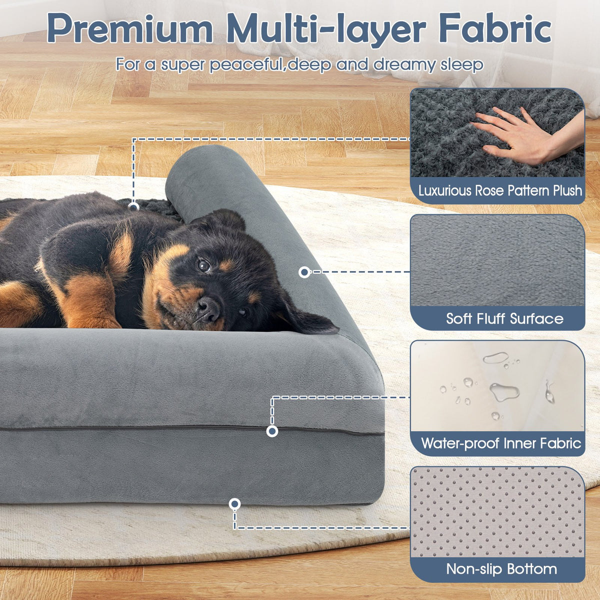 Orthopedic Foam Dog Bed Large Dog Sofa Couch with Removable Cover-L view 9