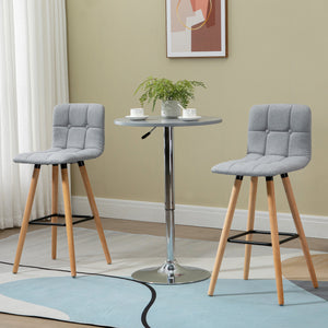 Modern Bar Stools Set of 2, 38" Upholstered Kitchen Island Stool with Solid Wood Legs, Grey – view 7