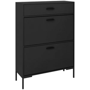 Modern Shoe Cabinet Storage 12 Pair Shoe Organizer with 2 Flip Doors Drawer and Adjustable Shelf White – view 8