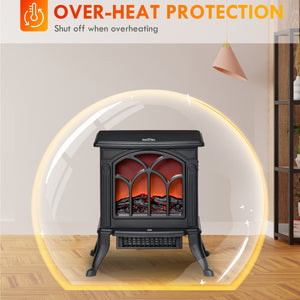 Electric Fireplace Heater, Freestanding Fireplace Stove with Realistic Flame, Overheat Protection – view 5
