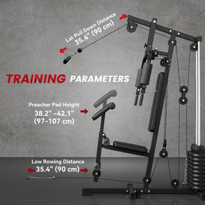 Soozier Multi-Exercise Home Gym Station with 99lbs Weight Stack, for for Back, Chest, Arms, Full Body Workout