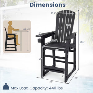 Outdoor 29 Inch Height Bar Stool with Backrest and Armrests-Black view 4