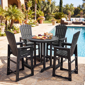 Outdoor 29 Inch Height Bar Stool with Backrest and Armrests-Black view 5