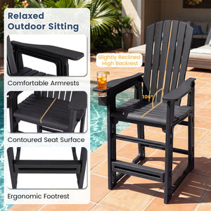Outdoor 29 Inch Height Bar Stool with Backrest and Armrests-Black view 7