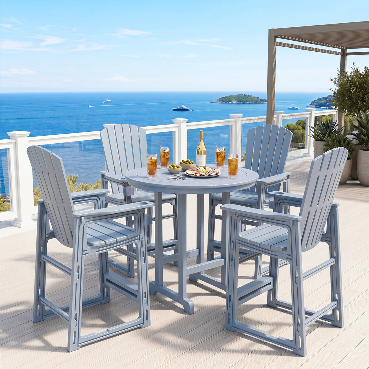 Outdoor 29 Inch Height Bar Stool with Backrest and Armrests-Gray view 6