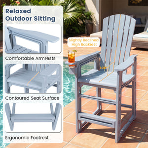 Outdoor 29 Inch Height Bar Stool with Backrest and Armrests-Gray view 7