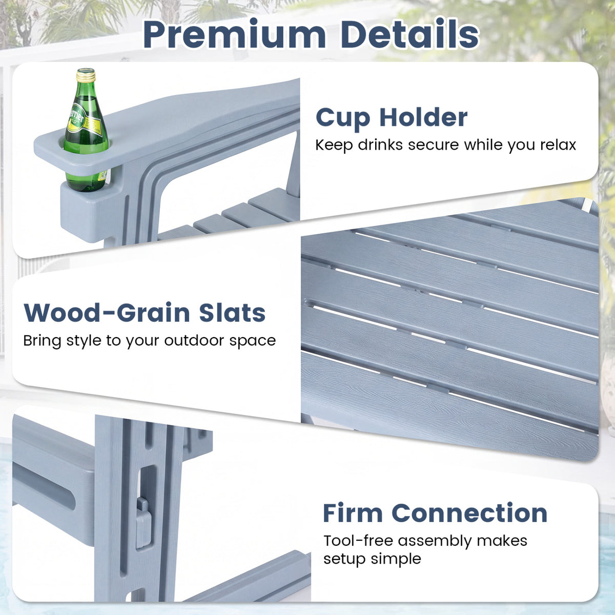 Outdoor 29 Inch Height Bar Stool with Backrest and Armrests-Gray view 9