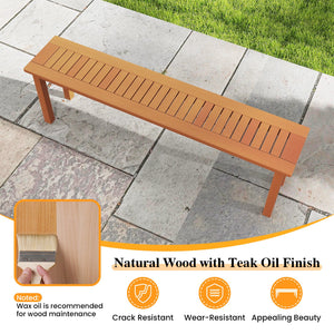 Outdoor 59 Inch Long Patio Dining Backless Wooden Bench with Teak Oil Finish view 6