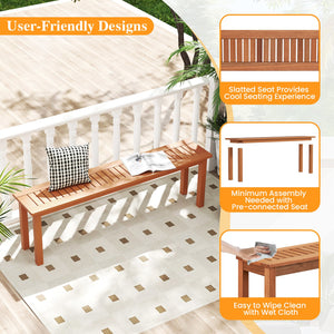 Outdoor 59 Inch Long Patio Dining Backless Wooden Bench with Teak Oil Finish view 8