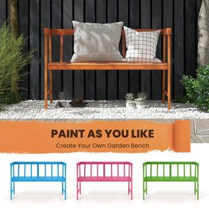 Outdoor Eucalyptus Wood Bench with Backrest and Armrests view 7