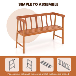 Outdoor Eucalyptus Wood Bench with Backrest and Armrests view 8