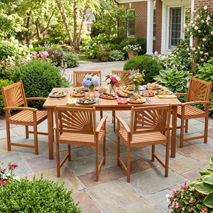 Outdoor Acacia Wood Dining Chairs-3 Pieces view 3