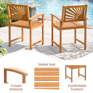 Outdoor Acacia Wood Dining Chairs-3 Pieces view 8