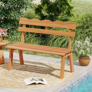 Outdoor Acacia Wood Garden Bench with 800 lbs Weight Capacity view 2