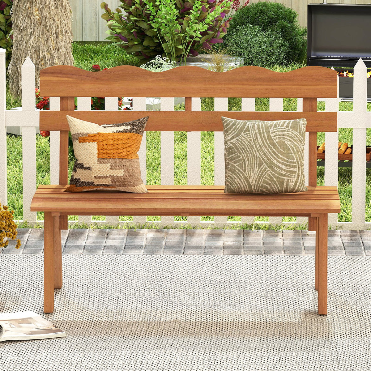 Outdoor Acacia Wood Garden Bench with 800 lbs Weight Capacity view 3