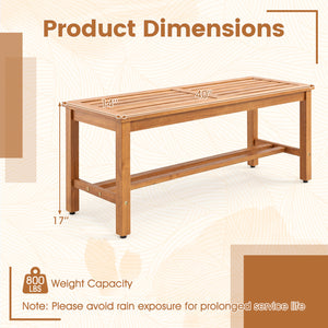 Outdoor Acacia Wood Patio Bench for 2 with Slatted Seat-1 Piece view 5